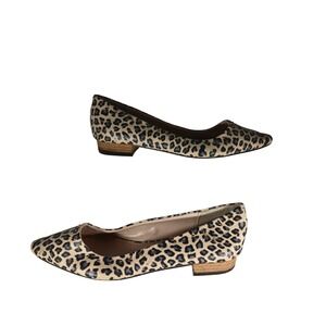 mark. Leopard Print Leather Pointed Toe Flats 9 Tan Black Studded Office Siren